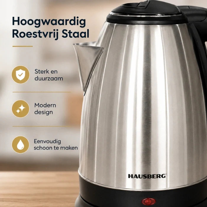 HAUSBERG HB-3615 Hervidor de Agua RVS 1.8L 1500W