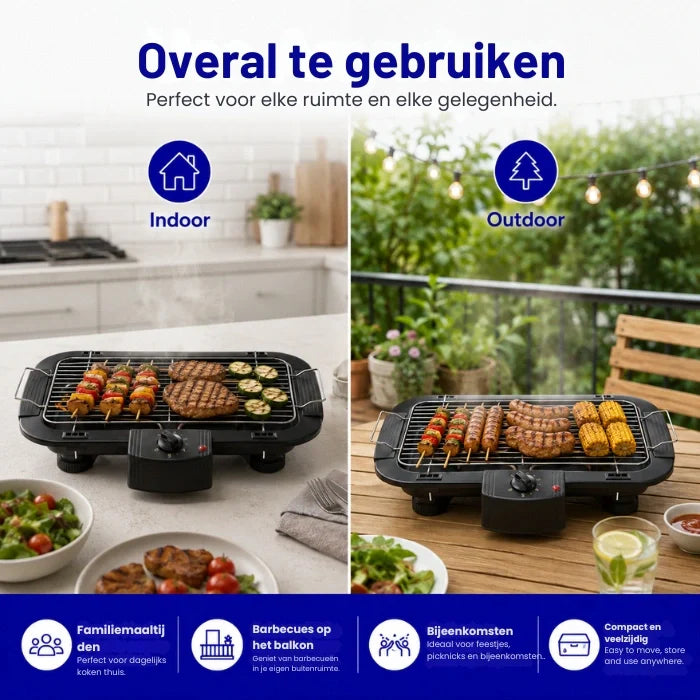 HAUSBERG HB-530NG Parrilla Eléctrica 2000W con Placa Desmontable y Termostato