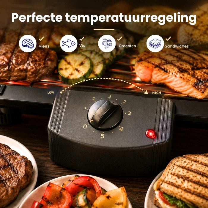 HAUSBERG HB-530NG Parrilla Eléctrica 2000W con Placa Desmontable y Termostato