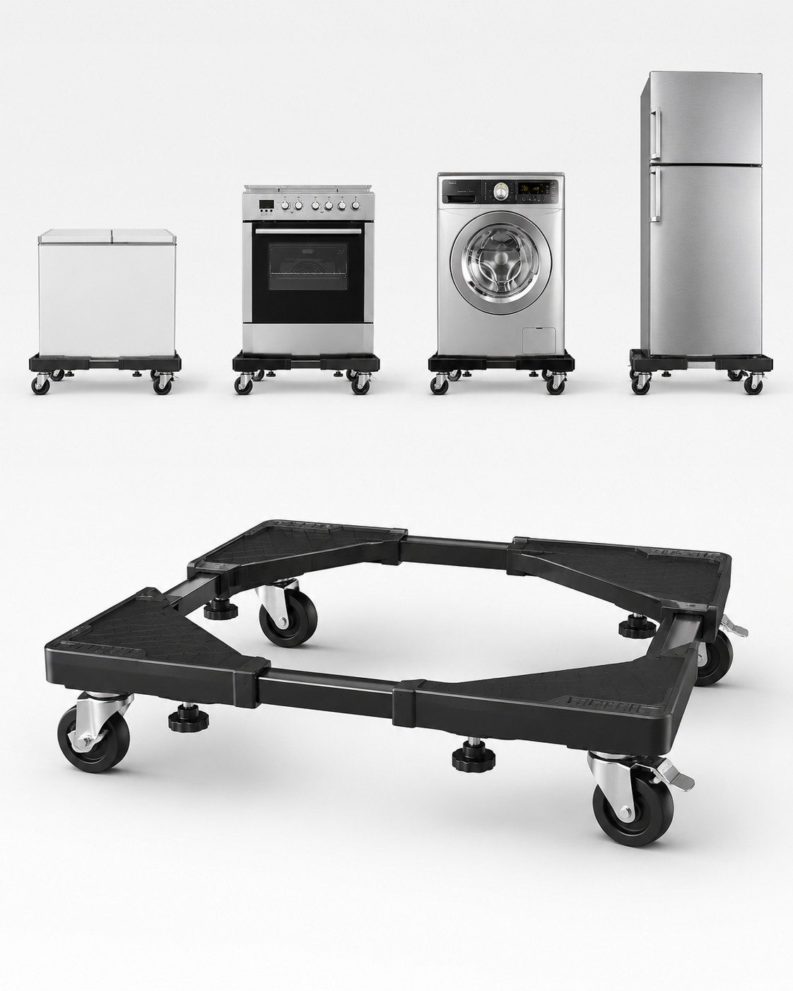 HAUSBERG HB-H 102R Soporte Ajustable con Ruedas 200kg para Lavadora y Refrigerador