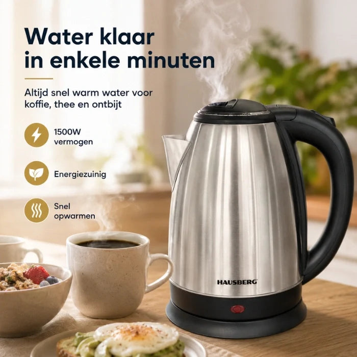 HAUSBERG HB-3615 Hervidor de Agua RVS 1.8L 1500W