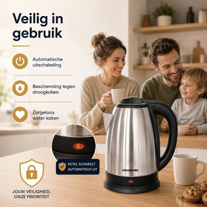 HAUSBERG HB-3615 Hervidor de Agua RVS 1.8L 1500W