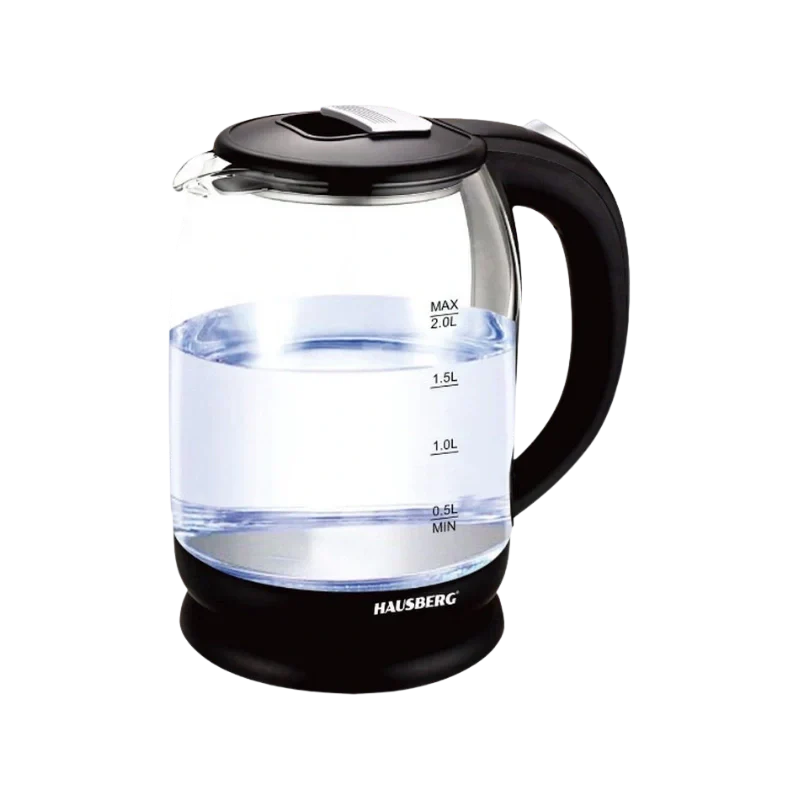 HAUSBERG HB-3616 Hervidor de Agua de Vidrio 2L con LED y Base de 360°