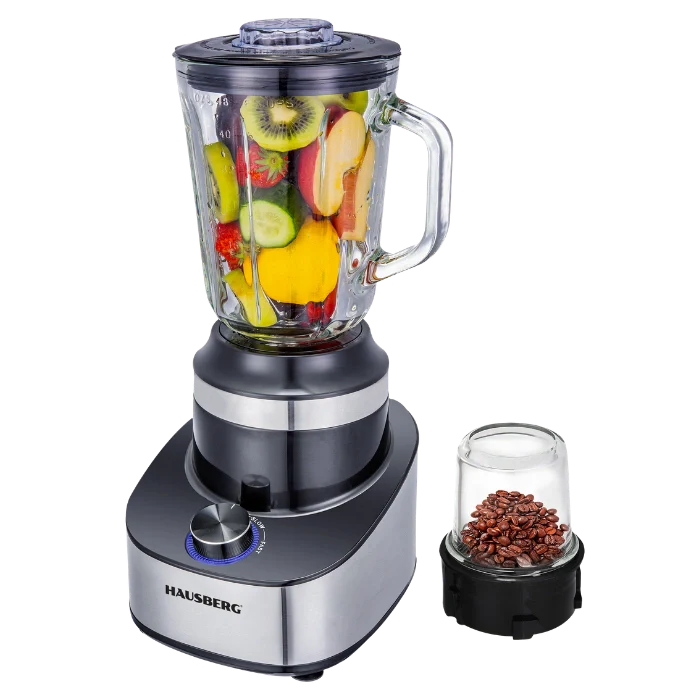 HAUSBERG HB-7765 Licuadora 1.5L con Molinillo de Café 500W Acero Inoxidable